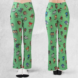 Baseball Mascot Pattern Flare Leggings