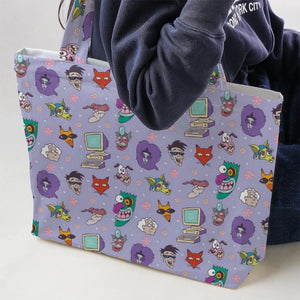 Floral Courage Courage the Cowardly Dog Large Tote Bag