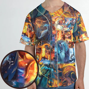 Charizard Ice Fire Dragon Combat Unisex Baseball Jersey