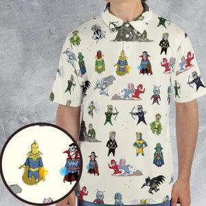 Chillin' and Battle Marvel vs DCU AOP Men/Women Polo Shirt