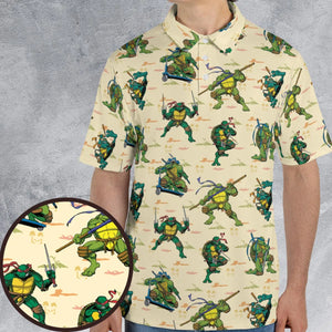 TMNT Characters Weapon Pattern AOP Men/Women Polo Shirt