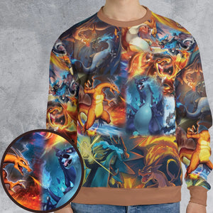 Charizard Ice Fire Dragon Combat All-over Print Sweatshirt