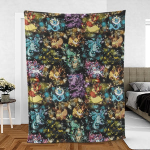 Eevee Evolution in the Galaxy Fleece Blanket