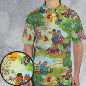 A Big Treehouse Berenstain Bears AOP Men/Women Polo Shirt