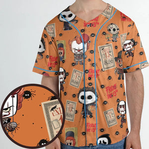 Chibi Horror Characters Unisex Baseball Jersey