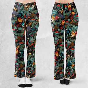 Marvelous Chibi Characters Pattern Flare Leggings