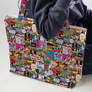I heart 80s Collage Mr. T Back To the Future Pac-man Large Tote Bag