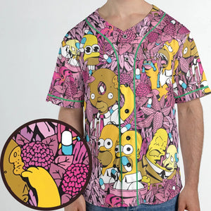 Homer Simpson In Flower Bush The Simpsons Unisex Baseball Jersey