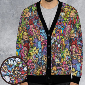 80s Throwback Cartoon Pattern Cardigan