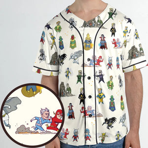 Chillin' and Battle Marvel vs DCU Unisex Baseball Jersey