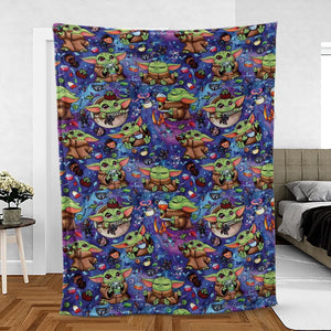 Baby Yoda In the Galaxy Fleece Blanket