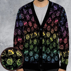DnD Rainbow Dice Set Pattern Cardigan