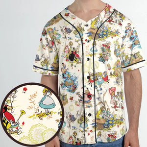Alice In Wonderland Pattern Unisex Baseball Jersey
