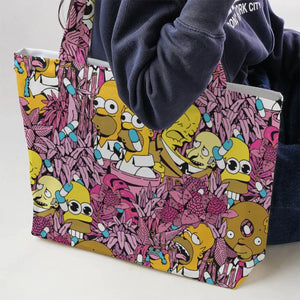 Homer Simpson In Flower Bush The Simpsons Large Tote Bag