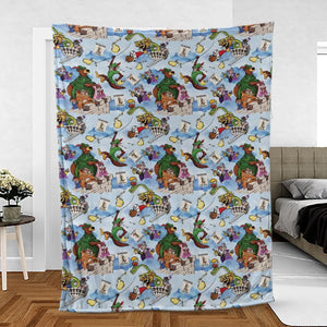 Robin Hood Characters Pattern Fleece Blanket