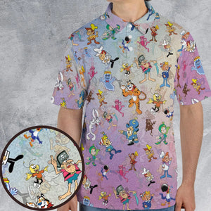 80s 90s Commercial Cereal Mascots AOP Men/Women Polo Shirt