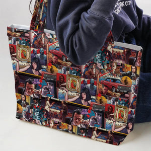 Retro Scenes Mia Wallace Vincent Vega Jules Winnfields Pulp Fiction Large Tote Bag