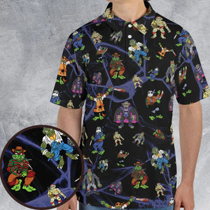 TMNT Universal Monsters And Sewer Slasher Toys AOP Men/Women Polo Shirt