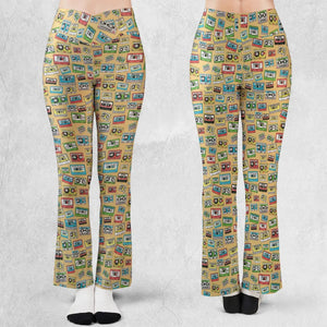 80s Playlist Pattern Flare Leggings