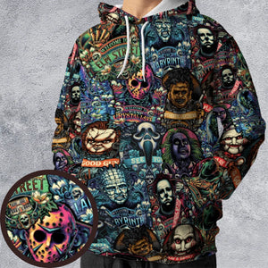 Horror Movie Characters Pattern All-over Print Hoodie