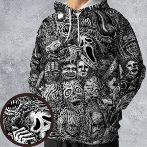 Horror Movie Assemblage Ghostface Xenomorph Pinhead Freddy Michael Myers All-over Print Hoodie