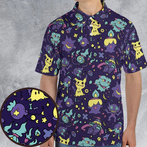 Gengar Ghost Pokemon Pattern AOP Men/Women Polo Shirt