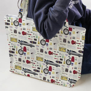 Back to the Future Pattern Large Tote Bag