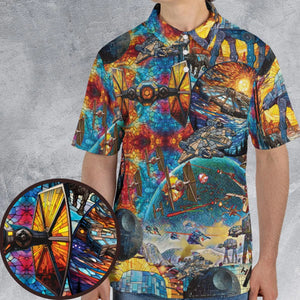 Spaceships Death Star Suncatcher Glass AOP Men/Women Polo Shirt