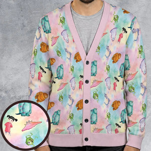 Watercolor Monsters Friends Cardigan