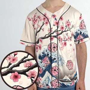 Pink Flower Dice DnD Unisex Baseball Jersey