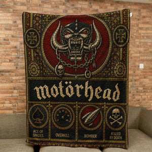 Motorhead Sherpa Blanket Snaggletooth Warpig Stained Glass Heavy Metal Blanket