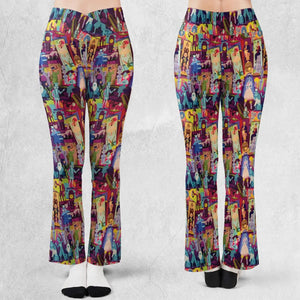 Retro Mansion Collage Flare Leggings