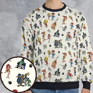 The Adventures of Rocky and Bullwinkle and Friends Characters Pattern All-over Print Sweatshirt
