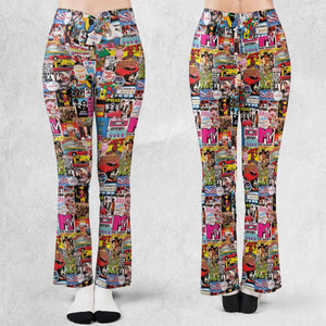 I heart 80s Collage Mr. T Back To the Future Pac-man Flare Leggings