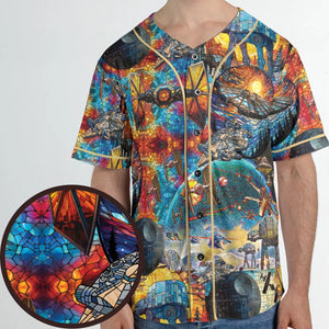 Spaceships Death Star Suncatcher Glass Unisex Baseball Jersey