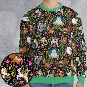 Floral Snorlax Bidoof Eevee Meloetta Pokemon All-over Print Sweatshirt
