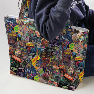 Vintage 1970s Star Trek Comic Books Collage Large Tote Bag