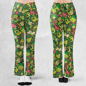 Grass Type Pokemon Pattern Flare Leggings