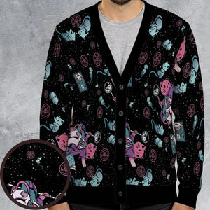 Necromancer Cat Pattern Cardigan