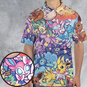 Evolutionary line of Eevee Pokemon AOP Men/Women Polo Shirt