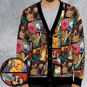 Super Smash Bros Characters Pattern Hawaiian Cardigan