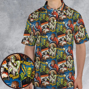 The Horror The Fright Dracula Frankenstein The Wolfman Monster Universal Pattern AOP Men/Women Polo Shirt