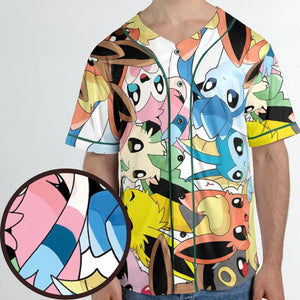 Cute Eevee Evolution Pokemon Unisex Baseball Jersey
