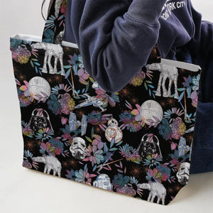 Floral Wars Dark Side Star Wars Pattern Large Tote Bag