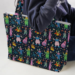 Clowns Popcorn Killer Klowns from Outer Space Pattern Large Tote Bag