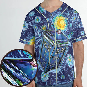 Tardis Starry Night Doctor Who Unisex Baseball Jersey