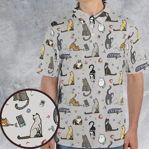 Cat the Gamer Pattern AOP Men/Women Polo Shirt
