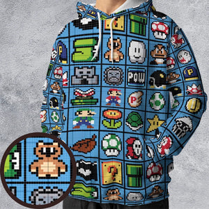 Mario Pixel Super Mario Pattern All-over Print Hoodie