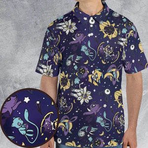 Galaxy Mew Psychic Type Pokemon AOP Men/Women Polo Shirt