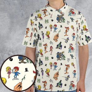 The Adventures of Rocky and Bullwinkle and Friends Characters Pattern AOP Men/Women Polo Shirt